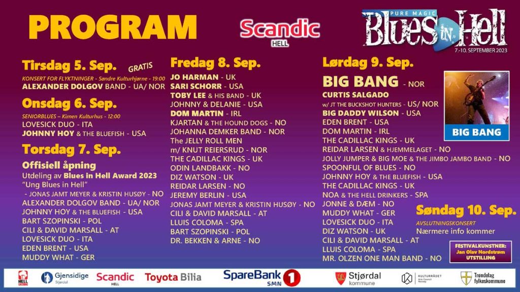 Blues In Hell Program Blues In Hell 2023 Blues In Hell   BLUES IN HELL 2023 Program TORS SØN Format 16 9 UTEN TIDER 1024x576 